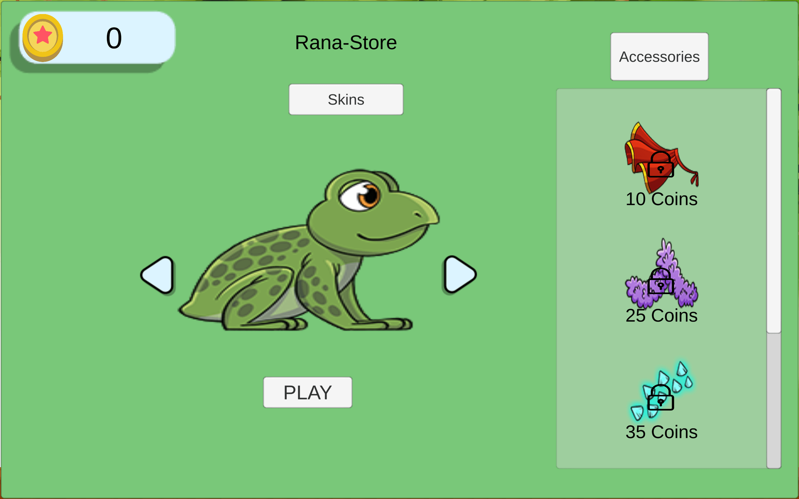 Frog character shop in the Rutgers language learning platformer