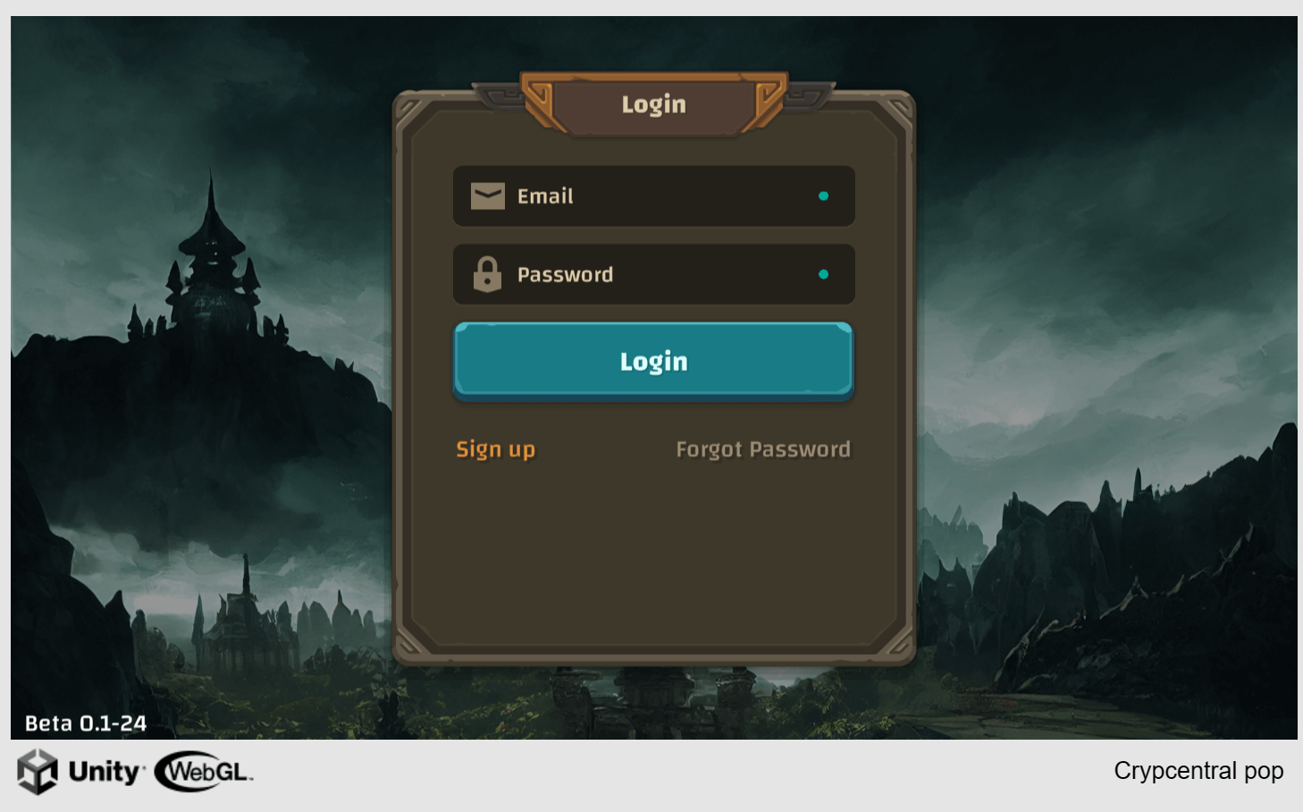 Login screen with password recovery in the WebGL build